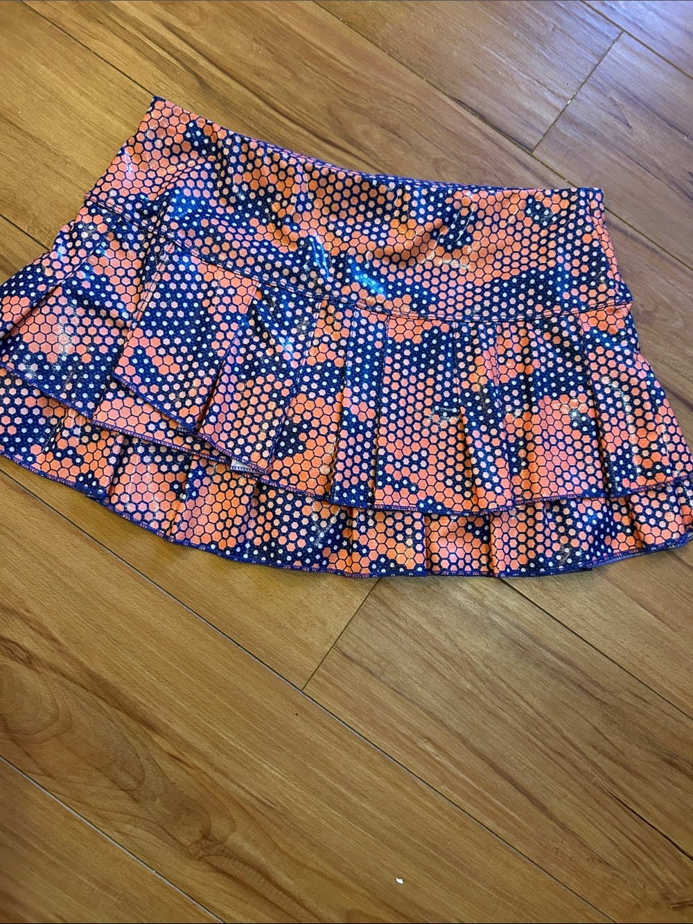 Bright Orange and Navy Tiered Tennis Skirt